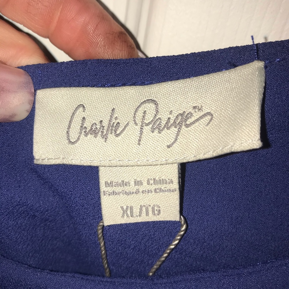 One shoulder loose fitting blouse Navy Blue tags still on